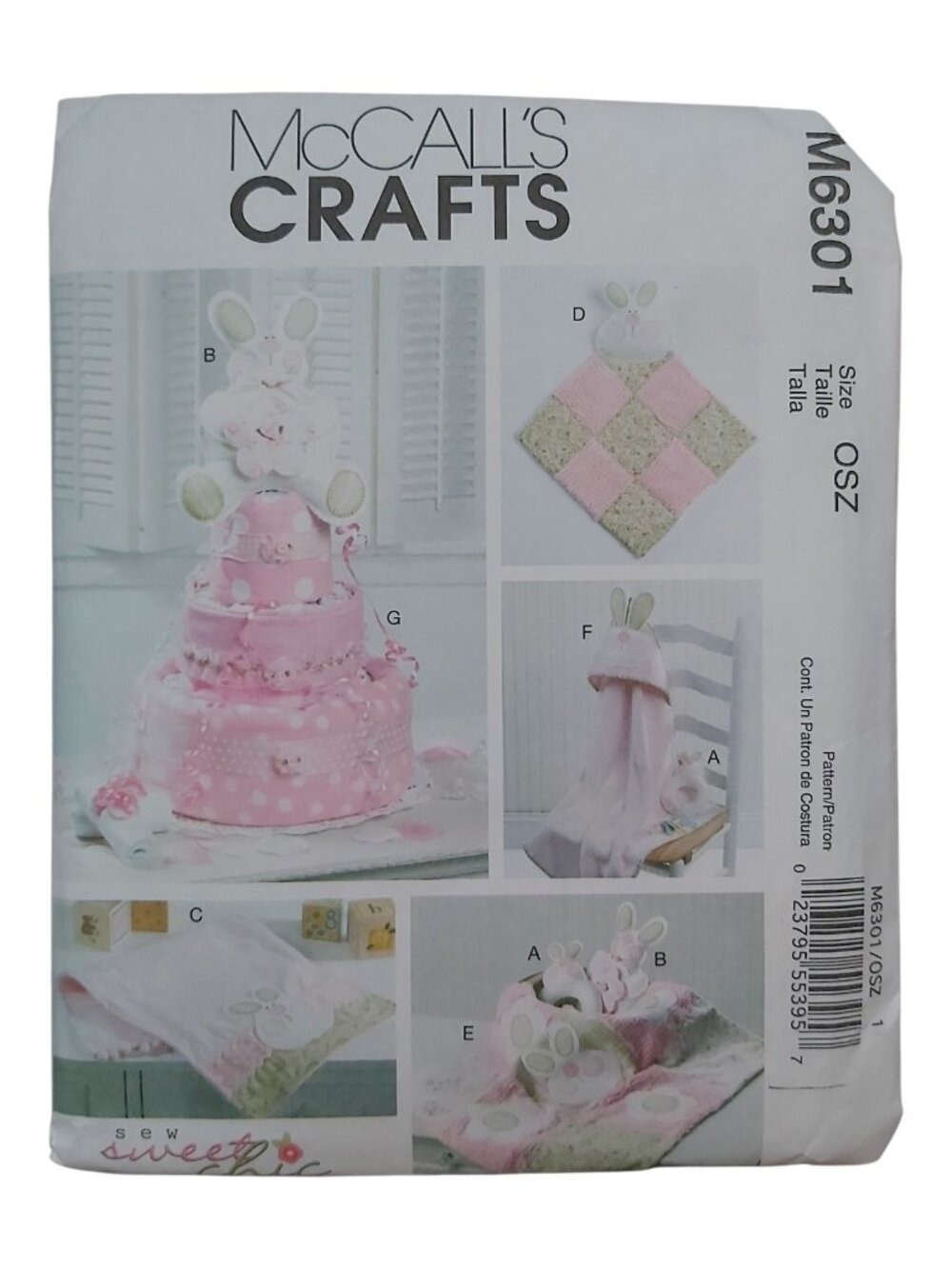 McCall's M6301 Baby Accessories Sewing Pattern Uncut - Diaper Cake Hooded Towel